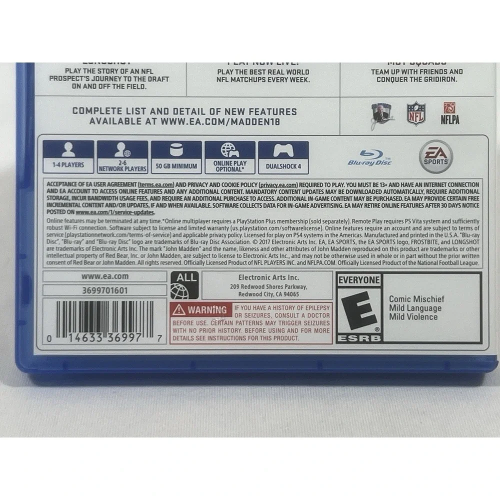 Madden NFL 18 PS4 Football‎ Video Game EA Sports PlayStation 4 Tested